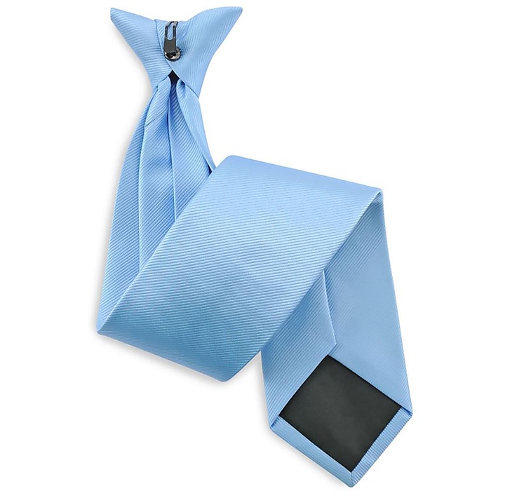 Clip-on tie light blue repp