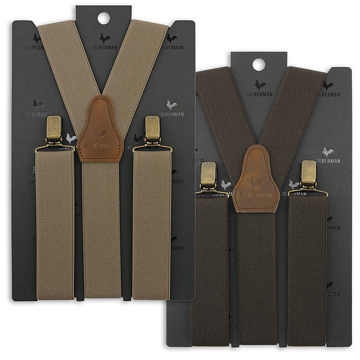 duo set of suspenders taupe-brown