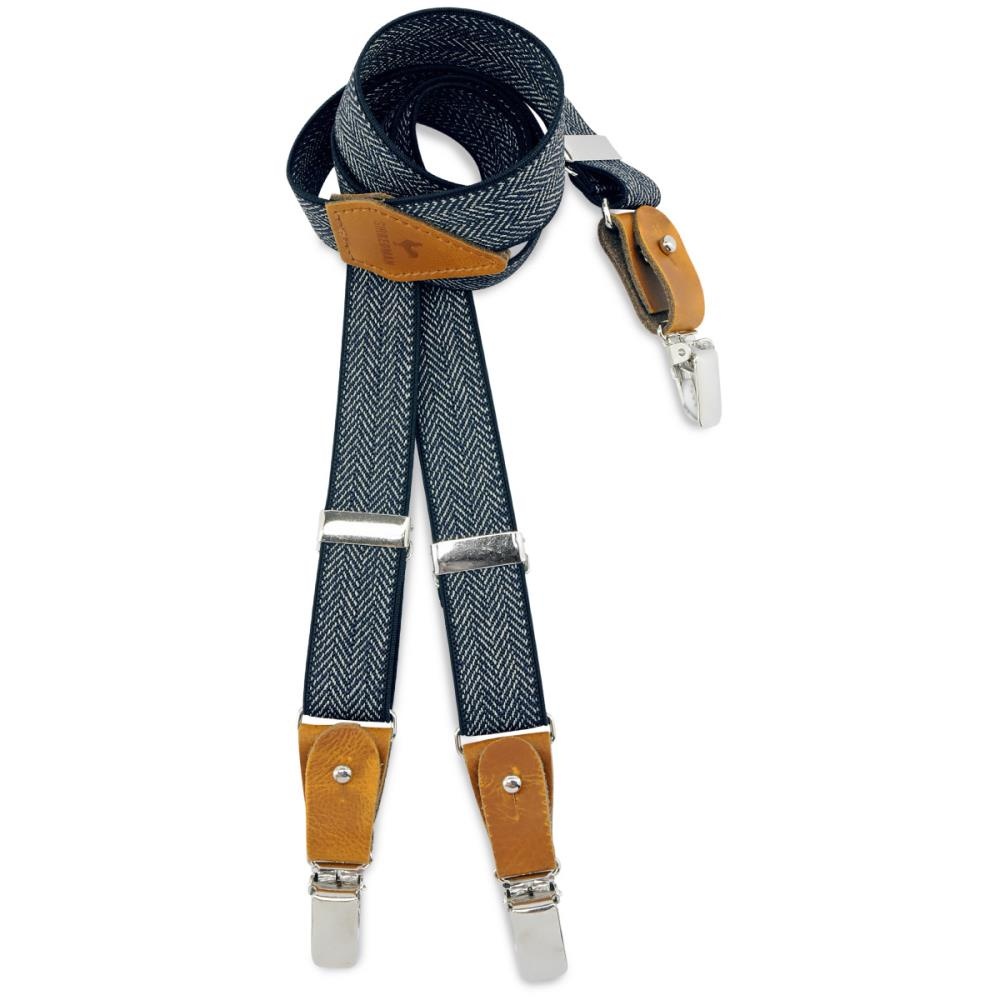 kids suspenders Herringbone pattern blue - 1