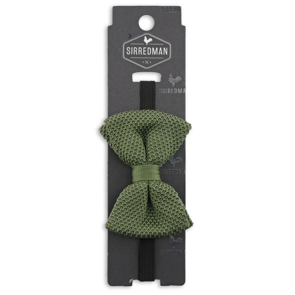 knitted kids bow tie moss green - 2