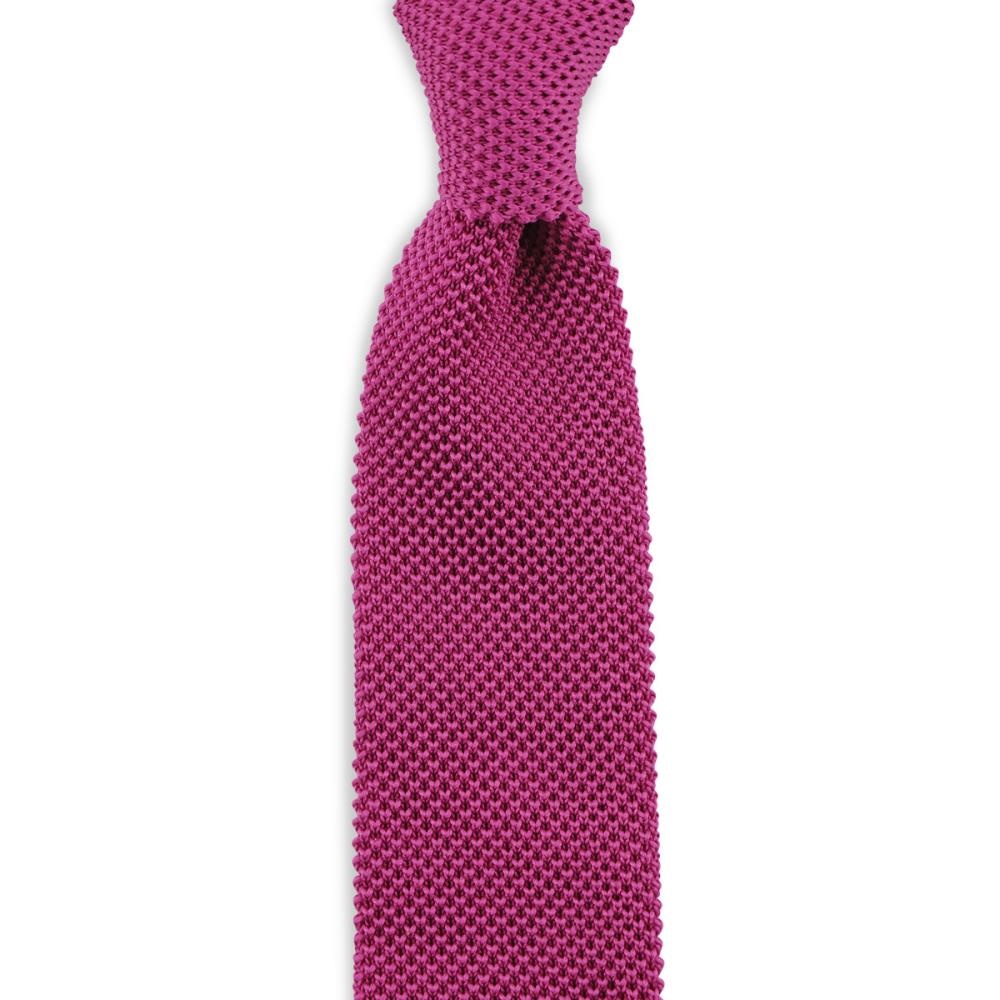 Necktie knitted dark fuchsia - 1