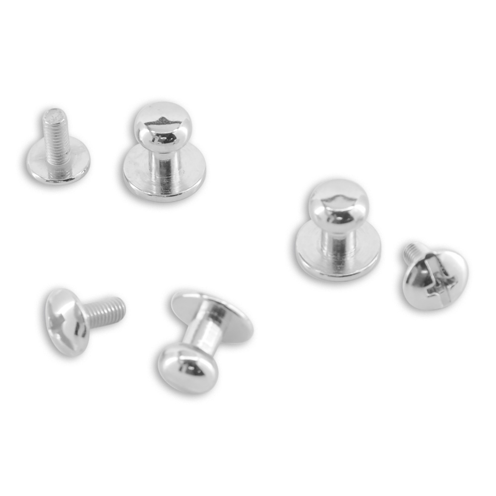 set of suspender buttons & screws silver L - 1